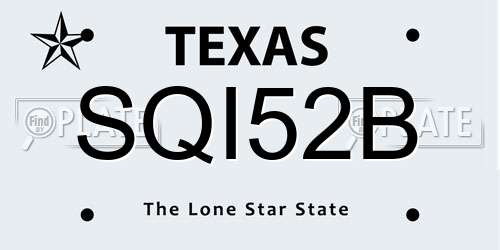SQI52B Texas License Plate