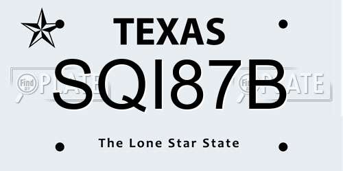 SQI87B Texas License Plate