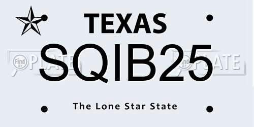 SQIB25 Texas License Plate