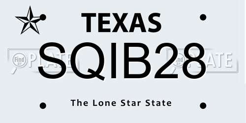 SQIB28 Texas License Plate