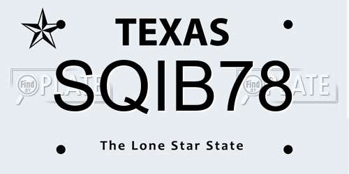 SQIB78 Texas License Plate