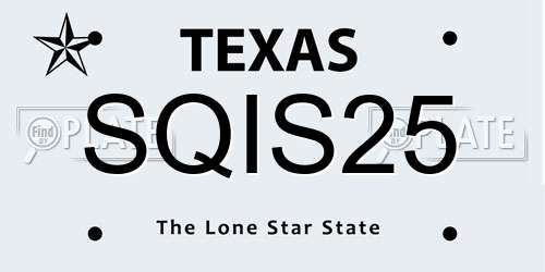 SQIS25 Texas License Plate