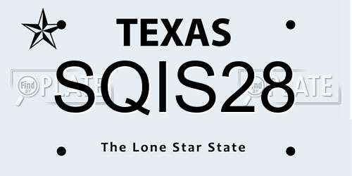 SQIS28 Texas License Plate