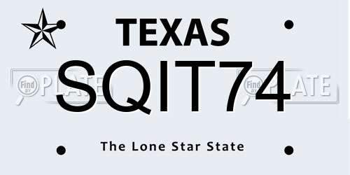 SQIT74 Texas License Plate