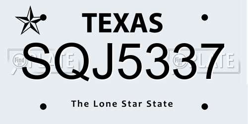 SQJ5337 Texas License Plate