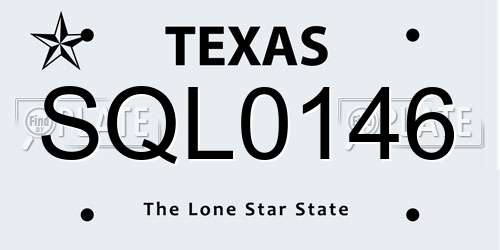 SQL0146 Texas License Plate