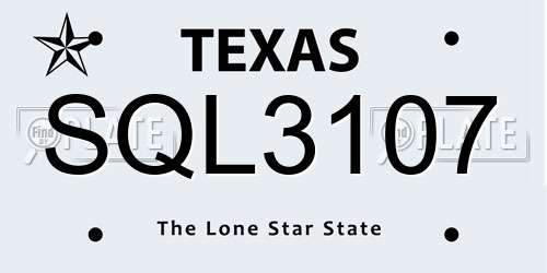 SQL3107 Texas License Plate