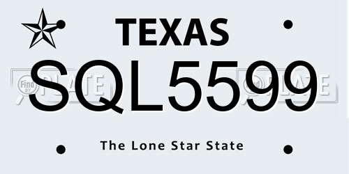 SQL5599 Texas License Plate