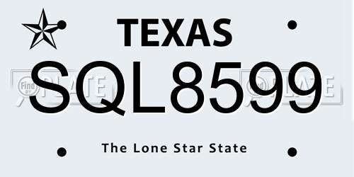 SQL8599 Texas License Plate