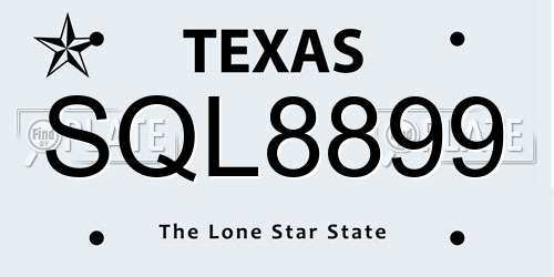 SQL8899 Texas License Plate