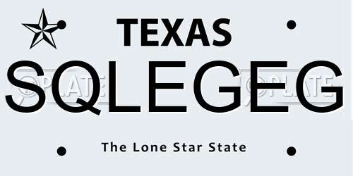 SQLEGEG Texas License Plate