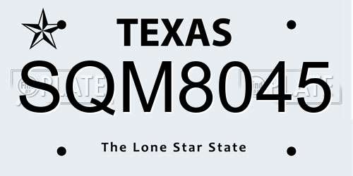 SQM8045 Texas License Plate