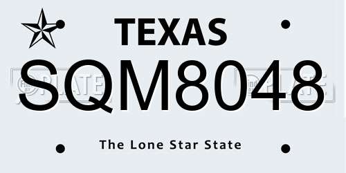 SQM8048 Texas License Plate