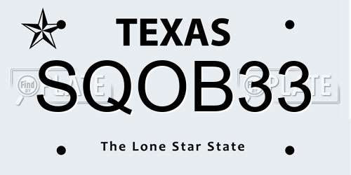 SQOB33 Texas License Plate