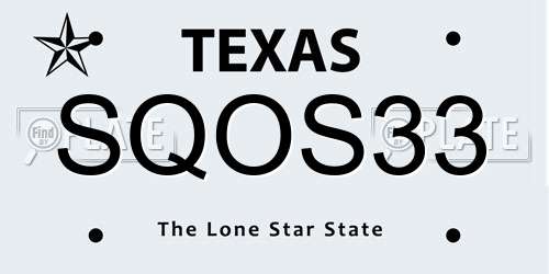 SQOS33 Texas License Plate