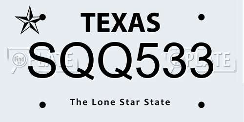 SQQ533 Texas License Plate