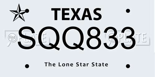 SQQ833 Texas License Plate