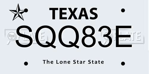 SQQ83E Texas License Plate