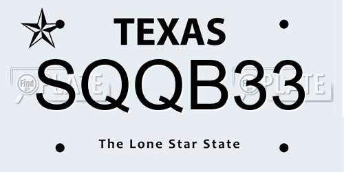 SQQB33 Texas License Plate