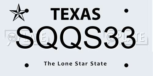 SQQS33 Texas License Plate