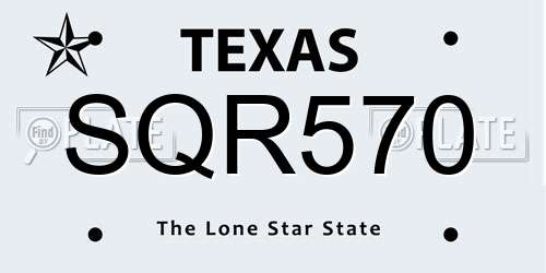 SQR570 Texas License Plate