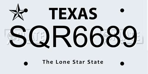 SQR6689 Texas License Plate
