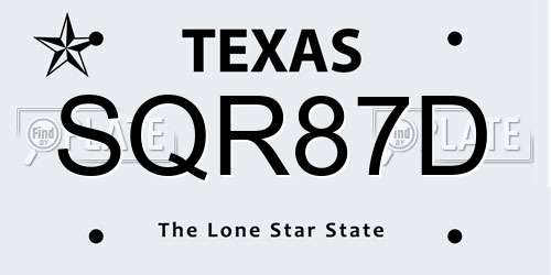 SQR87D Texas License Plate