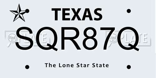 SQR87Q Texas License Plate
