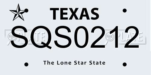 SQS0212 Texas License Plate