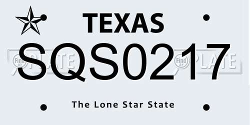 SQS0217 Texas License Plate