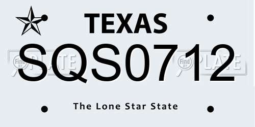 SQS0712 Texas License Plate