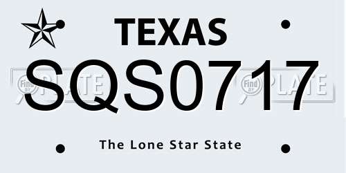 SQS0717 Texas License Plate
