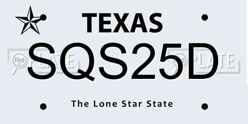 SQS25D Texas License Plate
