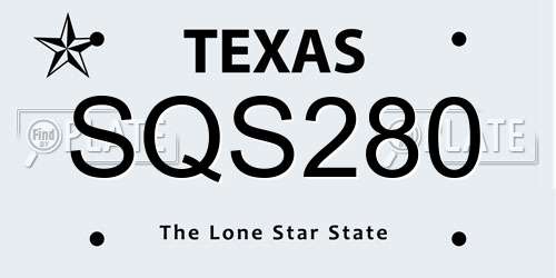 SQS280 Texas License Plate
