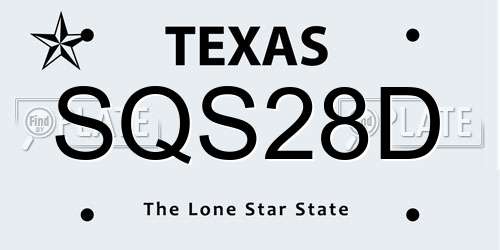 SQS28D Texas License Plate