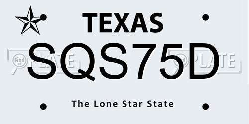 SQS75D Texas License Plate