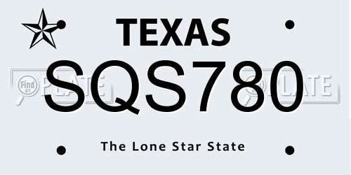 SQS780 Texas License Plate