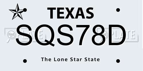 SQS78D Texas License Plate