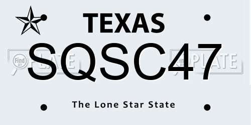 SQSC47 Texas License Plate
