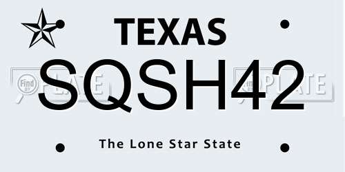 SQSH42 Texas License Plate