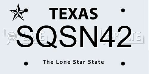 SQSN42 Texas License Plate