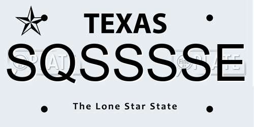 SQSSSSE Texas License Plate