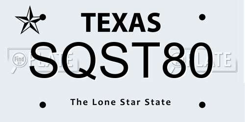 SQST80 Texas License Plate