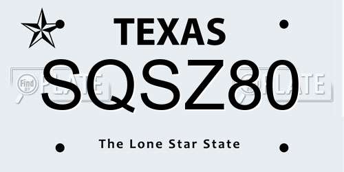SQSZ80 Texas License Plate
