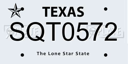 SQT0572 Texas License Plate