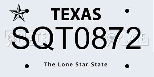 SQT0872 Texas License Plate