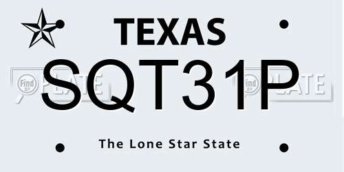SQT31P Texas License Plate