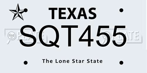 SQT455 Texas License Plate