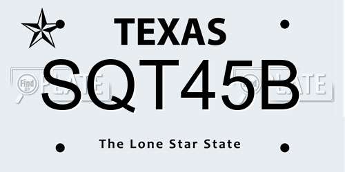 SQT45B Texas License Plate