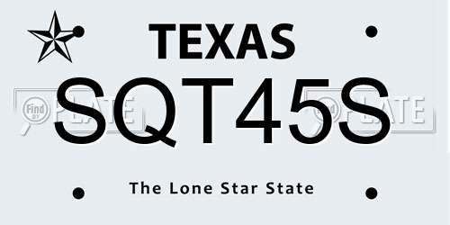 SQT45S Texas License Plate